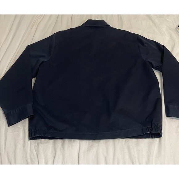 LL Bean Canvas Bomber Jacket XL Tall Navy Blue Collared Full Zip Chore Barn - Picture 12 of 14